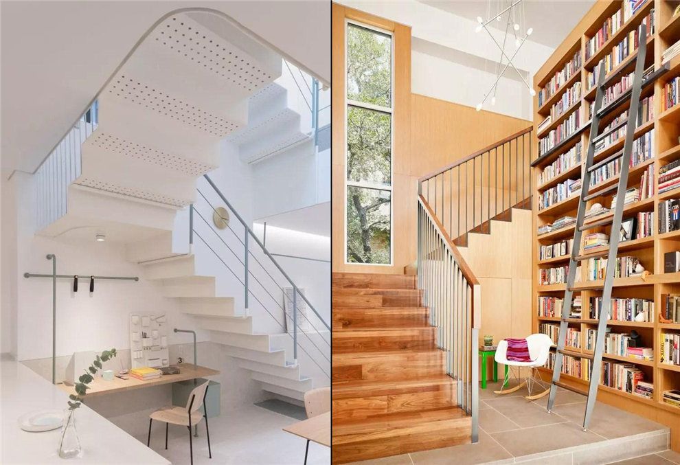 【客厅装修】复式楼装修：复式空间凹造型，先看看楼梯怎么设计